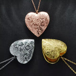 Load image into Gallery viewer, 2Pcs Vintage Big Heart Photo Locket Necklace Set – Copper & Steel Unisex Pendant