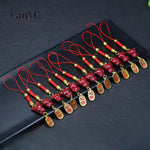 Load image into Gallery viewer, Natural Cinnabar 12 Zodiac Phone Charm – Handwoven Beaded Rope Pendant