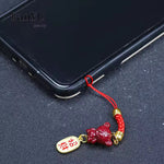 Load image into Gallery viewer, Natural Cinnabar 12 Zodiac Phone Charm – Handwoven Beaded Rope Pendant