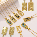 Load image into Gallery viewer, YILUOCD Zirconia Tarot Card Necklace – Yelow Plated Stainless Steel Amulet