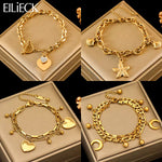 Load image into Gallery viewer, EILIECK 316L Stainless Steel Yelow Starfish & Moon Charm Bracelet for Women