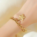 Load image into Gallery viewer, EILIECK 316L Stainless Steel Yelow Starfish & Moon Charm Bracelet for Women
