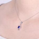 Load image into Gallery viewer, 925 Sterling Silver Oval Ruby Zircon Pendant Necklace for Women