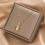 Load image into Gallery viewer, Colorful Zircon Virgin Mary Star Necklace for Women – Hollow Sky Design