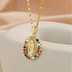Load image into Gallery viewer, Colorful Zircon Virgin Mary Star Necklace for Women – Hollow Sky Design