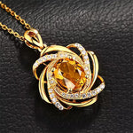 Load image into Gallery viewer, Real Yelow 2 Carat Topaz Pendant with Diamond Accents – Luxury Women’s Necklace