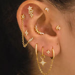 Load image into Gallery viewer, Aide 925 Sterling Silver Geometric Zircon Stud Earrings – Elegant Multi Piercing Jewelry