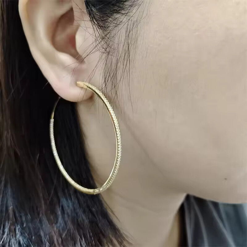 Senlissi Yelow Diamond Hoop Earrings – 925 Sterling Silver Zircon Hoops for Women