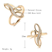 585 Yelow Color Geometric White Zircon Cocktail Ring – Elegant Women’s Party Jewelry