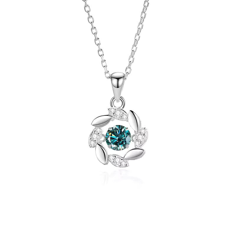 925 Sterling Silver Moissanite Pendant Necklace – D Color VVS1 Round Cut Bridal Jewelry