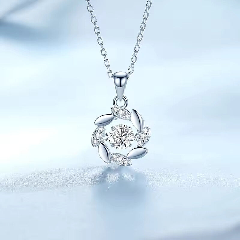 925 Sterling Silver Moissanite Pendant Necklace – D Color VVS1 Round Cut Bridal Jewelry