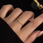 Load image into Gallery viewer, 925 Sterling Silver Yelow Plated Butterfly Zircon Ring – Twisted INS Trend Jewelry