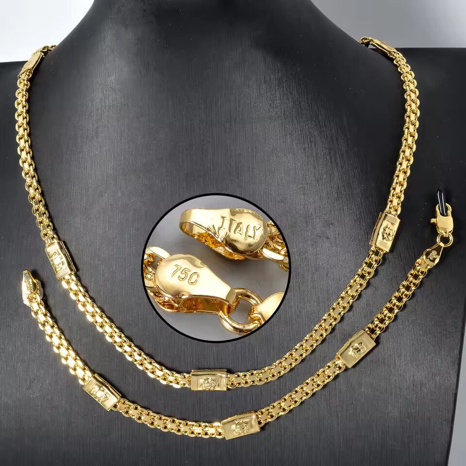 Dubai Yelow Plated Hip Hop Jewelry Set – Necklace & Bracelet 2PCS