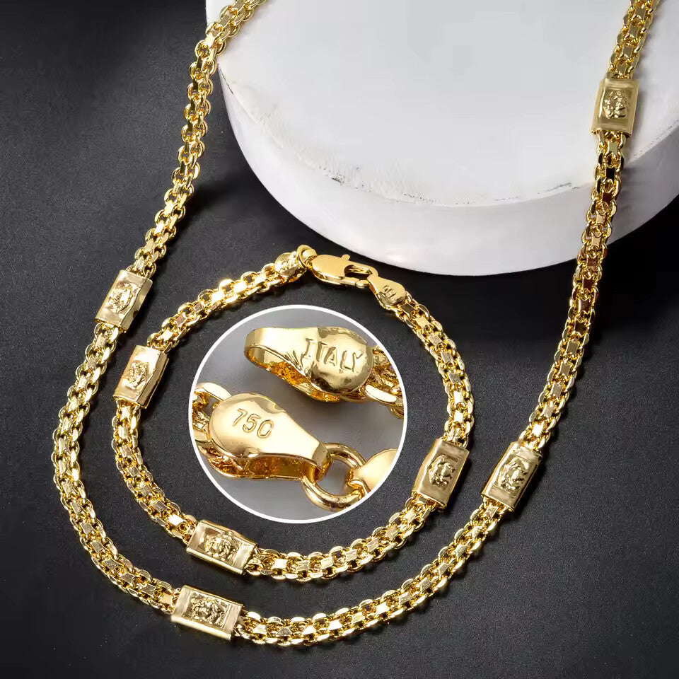 Dubai Yelow Plated Hip Hop Jewelry Set – Necklace & Bracelet 2PCS