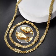 Dubai Yelow Plated Hip Hop Jewelry Set – Necklace & Bracelet 2PCS
