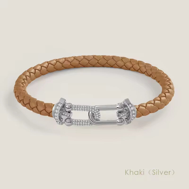 MOONLIGHT U-Shape Zircon Leather Charm Bracelet for Women
