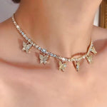 Load image into Gallery viewer, Crystal Butterfly Yelow Choker Necklace for Women