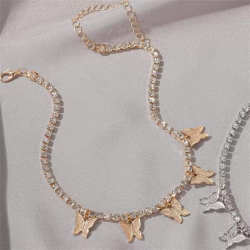 Crystal Butterfly Yelow Choker Necklace for Women