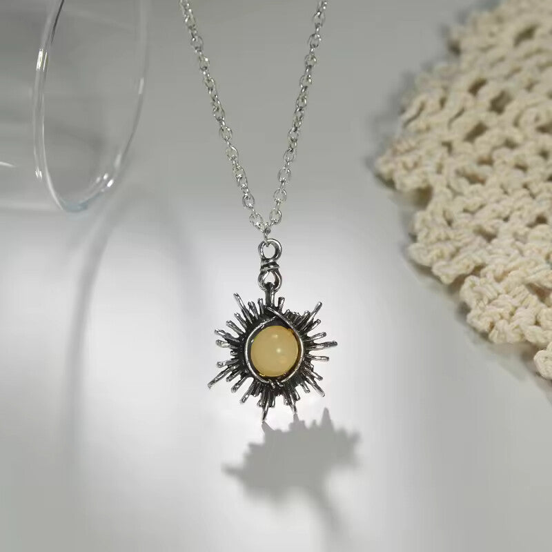 Vintage Crescent Moonstone Necklace for Women – Crystal Moon Pendant