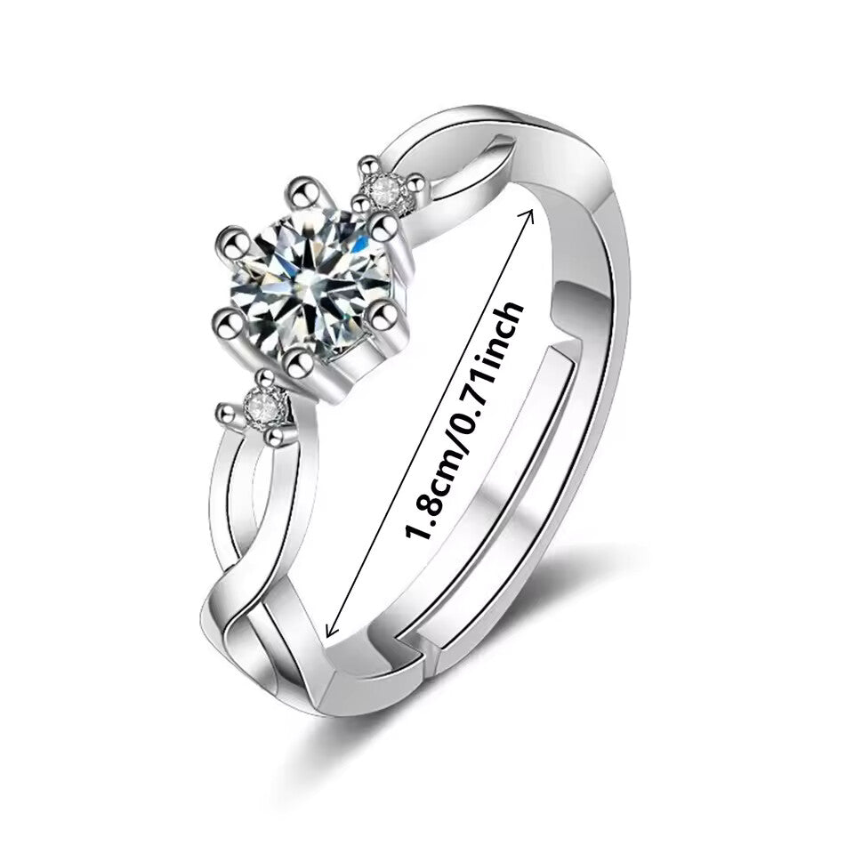 Vintage Hollow Zircon Adjustable Ring for Women – Stainless Steel Party Jewelry