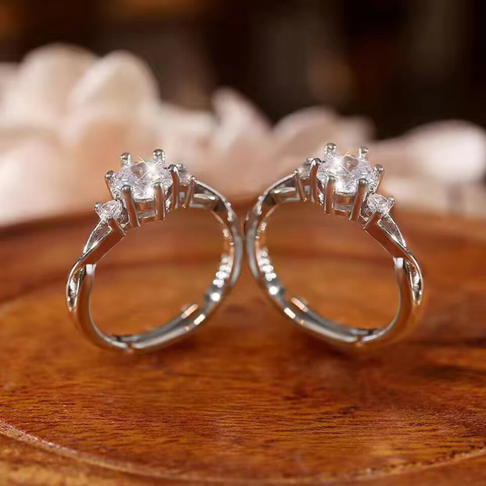 Vintage Hollow Zircon Adjustable Ring for Women – Stainless Steel Party Jewelry