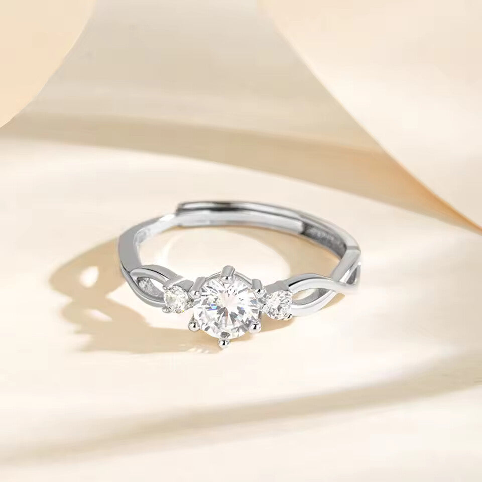 Vintage Hollow Zircon Adjustable Ring for Women – Stainless Steel Party Jewelry