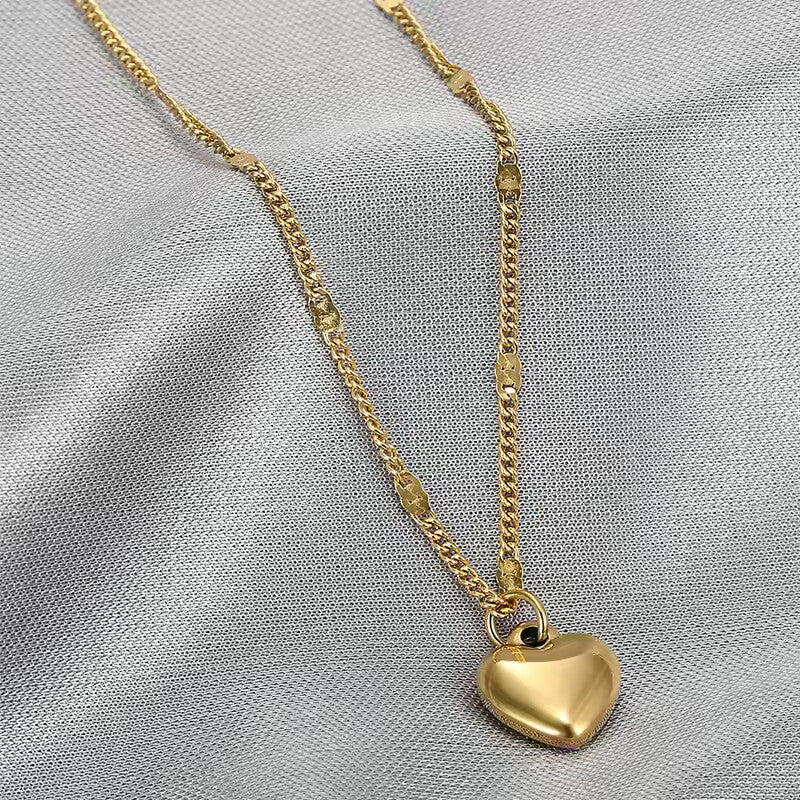 Stainless Steel Yelow Peach Heart Necklace for Women