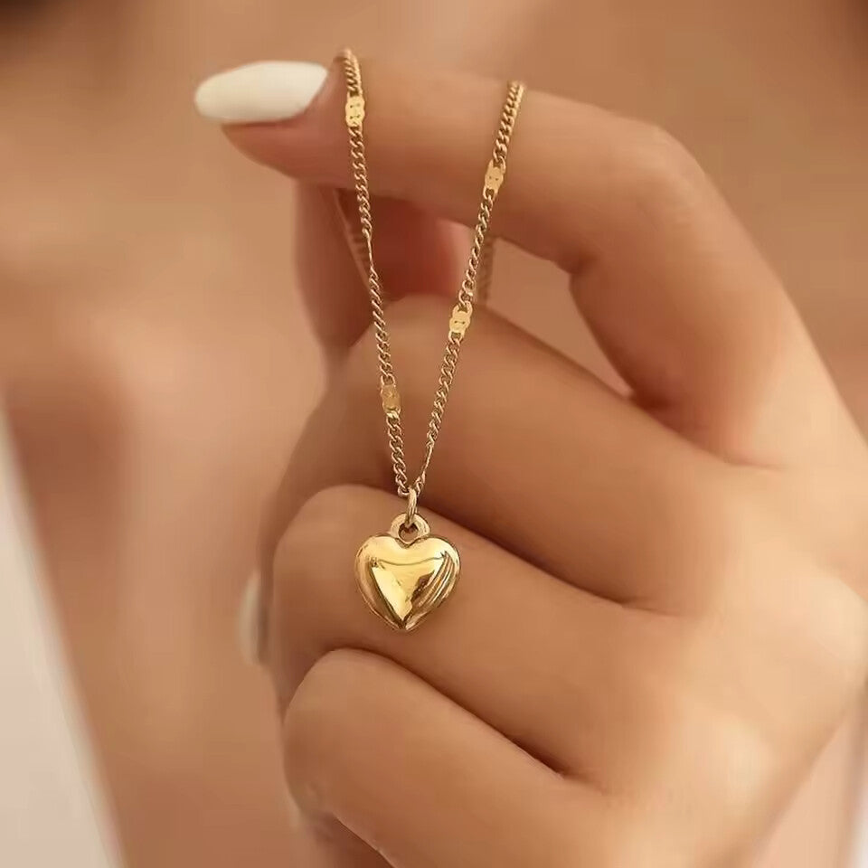 Stainless Steel Yelow Peach Heart Necklace for Women