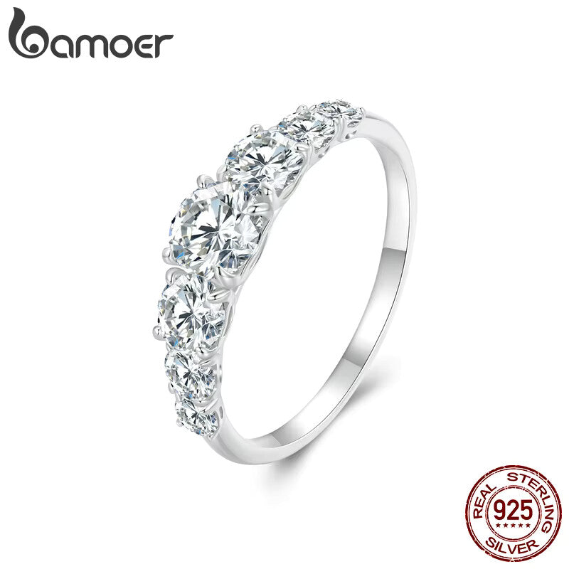 BAMOER 0.5CT D Color VVS1 Moissanite Ring – 925 Sterling Silver Engagement Ring