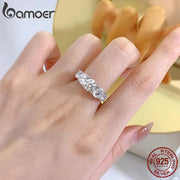 BAMOER 0.5CT D Color VVS1 Moissanite Ring – 925 Sterling Silver Engagement Ring
