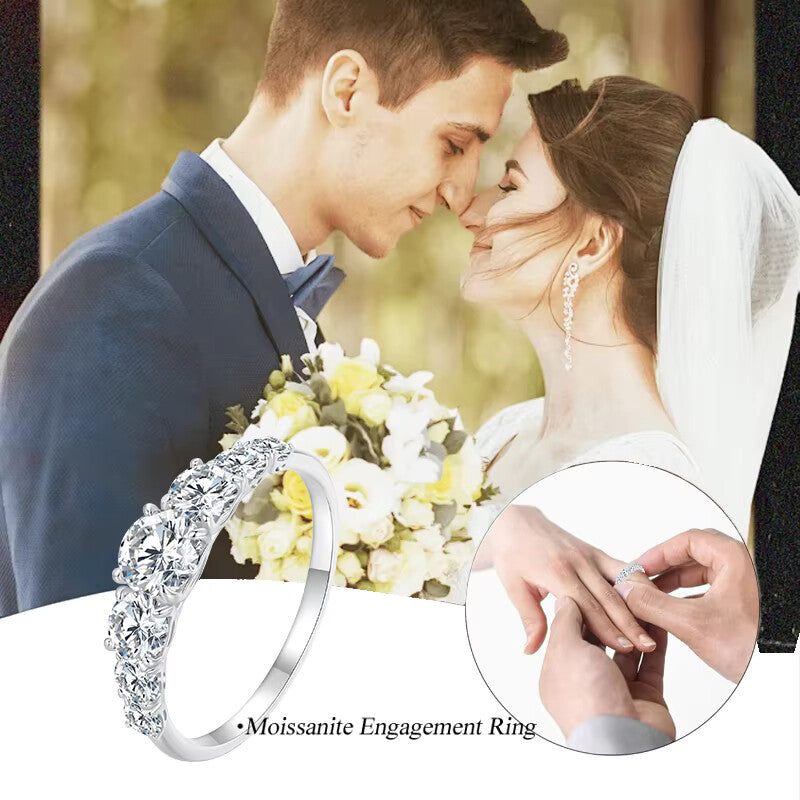 BAMOER 0.5CT D Color VVS1 Moissanite Ring – 925 Sterling Silver Engagement Ring