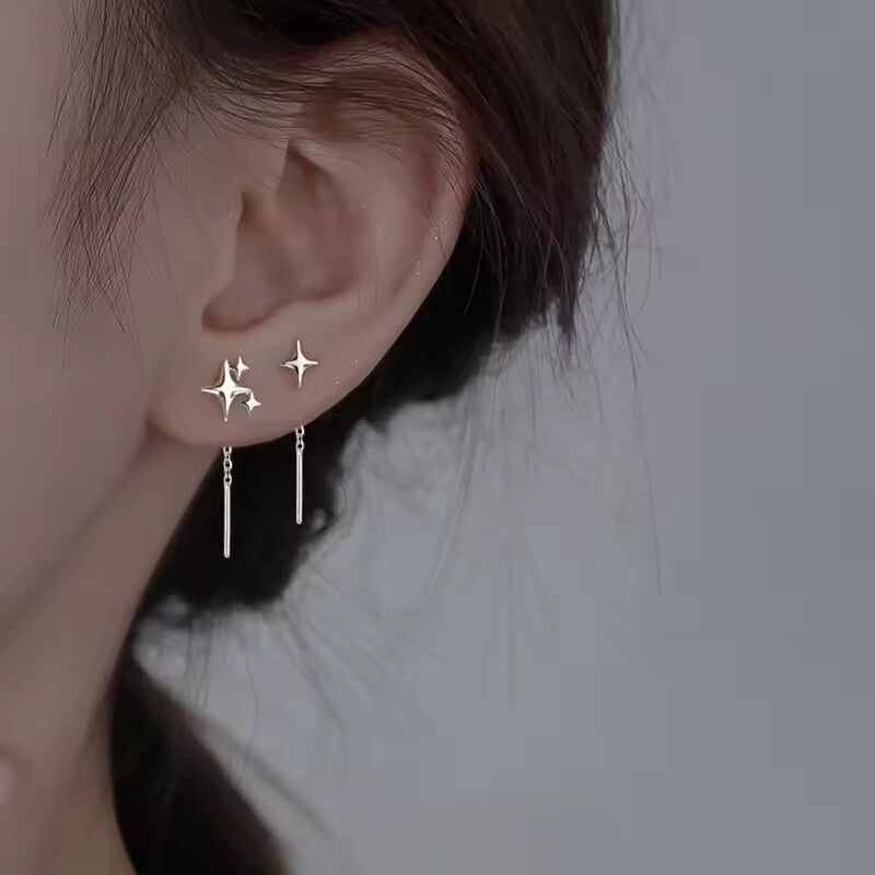 Ventfille 925 Sterling Silver Star Tassel Drop Earrings for Women