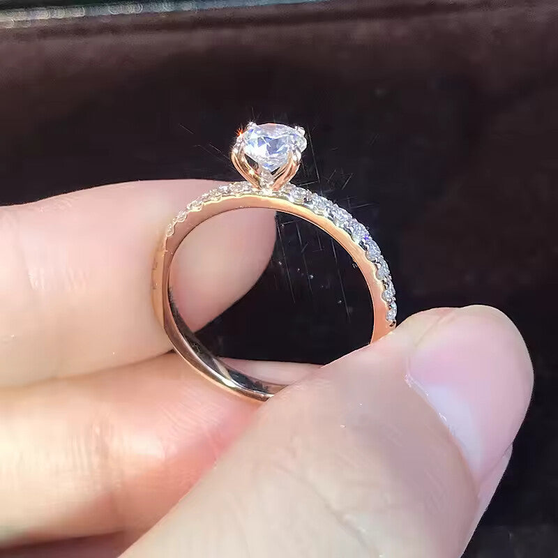 S925 Silver Plated Oval Pink Zircon Engagement Ring for Women
