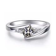 Silver Plated Stainless Steel Square Zircon Ring for Women (Sizes 5–10)