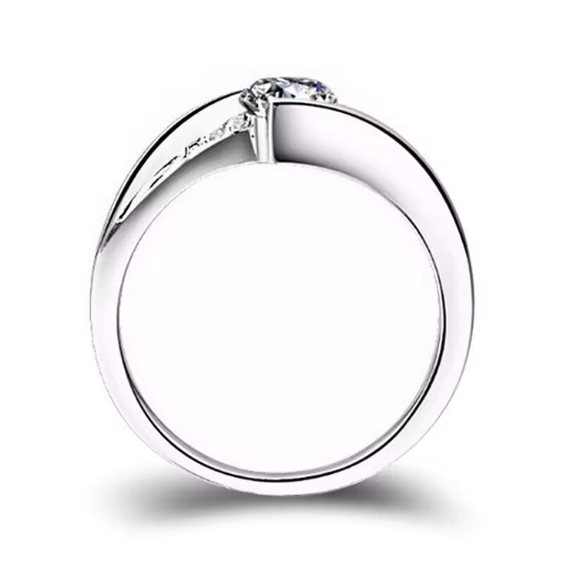 Silver Plated Stainless Steel Square Zircon Ring for Women (Sizes 5–10)