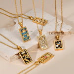 Load image into Gallery viewer, YILUOCD Zirconia Tarot Card Necklace – Yelow Plated Stainless Steel Amulet