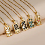 Load image into Gallery viewer, YILUOCD Zirconia Tarot Card Necklace – Yelow Plated Stainless Steel Amulet