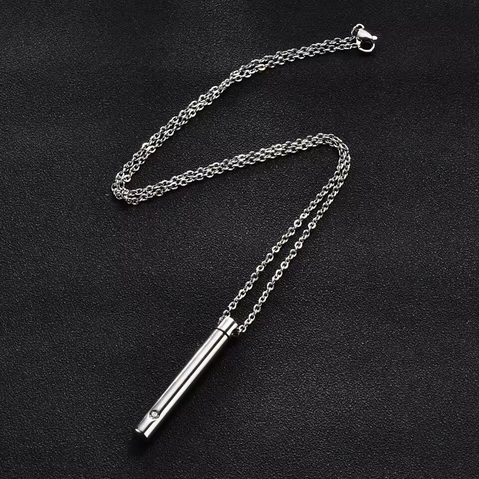 2Pcs Titanium Steel Memorial Ashes Perfume Bottle Necklace – Minimalist Round Pendant