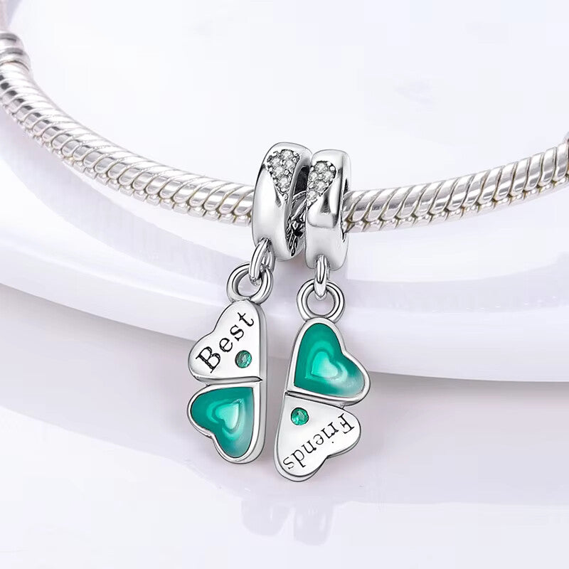 925 Sterling Silver Four-Leaf Clover Charm Bead for Bracelet & Necklace