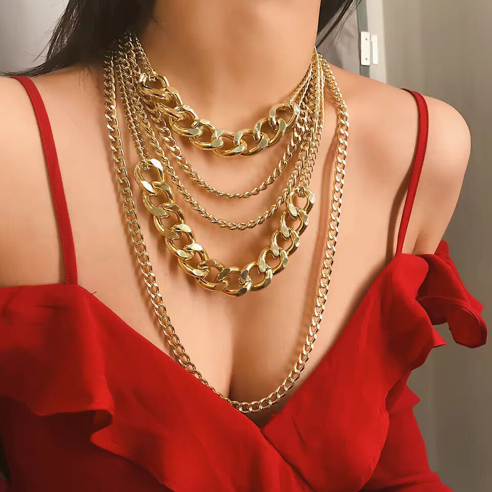 Exaggerated Yelow Multi-Layer Tassel Necklace for Women – 72cm Party Chain