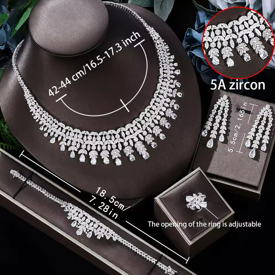 4-Piece AAA Zirconia Bridal Jewelry Set – Wedding Crystal Collection