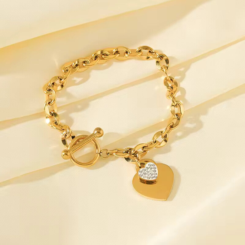 EILIECK 316L Stainless Steel Yelow Starfish & Moon Charm Bracelet for Women
