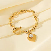 EILIECK 316L Stainless Steel Yelow Starfish & Moon Charm Bracelet for Women