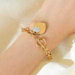 Load image into Gallery viewer, EILIECK 316L Stainless Steel Yelow Starfish &amp; Moon Charm Bracelet for Women