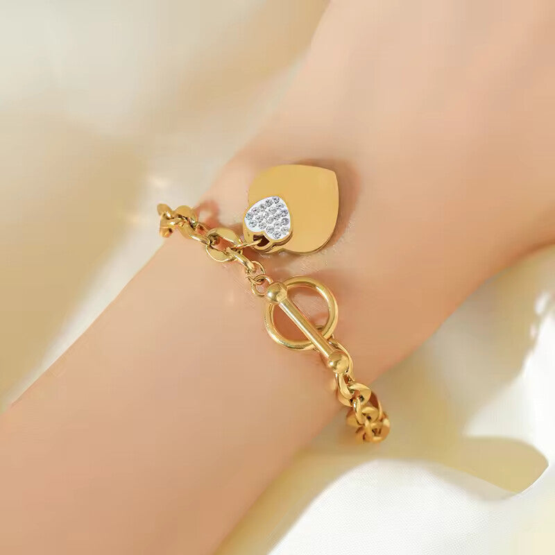 EILIECK 316L Stainless Steel Yelow Starfish & Moon Charm Bracelet for Women