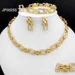 Load image into Gallery viewer, Dubai Yelow Color Cuban Heart Jewelry Set for Women – Necklace, Earrings, Bracelet &amp; Ring