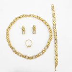 Load image into Gallery viewer, Dubai Yelow Color Cuban Heart Jewelry Set for Women – Necklace, Earrings, Bracelet &amp; Ring