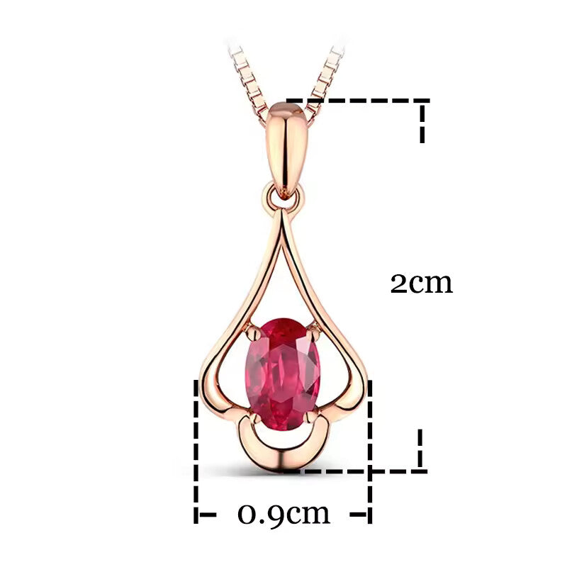 925 Sterling Silver Oval Ruby Zircon Pendant Necklace for Women