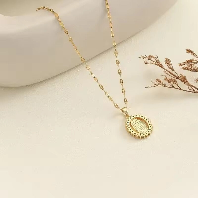 Colorful Zircon Virgin Mary Star Necklace for Women – Hollow Sky Design