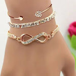 Load image into Gallery viewer, 3Pcs Vintage Crystal Heart Bracelet Set – Adjustable Infinity Cuff Bangles for Women